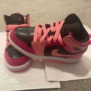 Brand new without box girls Jordan’s pink and black size 11c